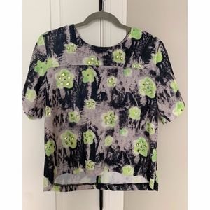 Navy Green Gem Blouse
